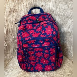 Vera Bradley Pink/Blue Poppy Campus Bag- Used lightly, with little signs of wear
